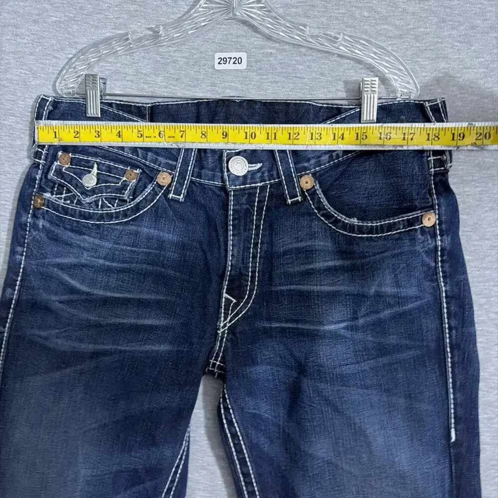 True Religion Men's 36 Blue Denim Ricky Big T Straight Leg Flap Pocket Jeans